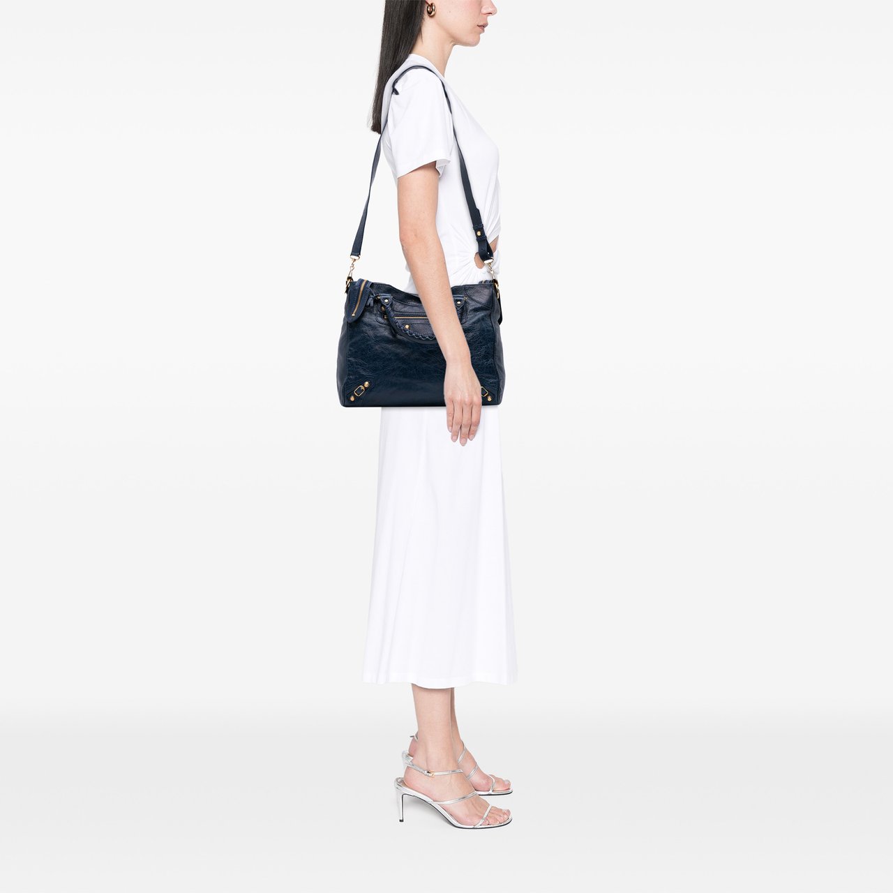 Balenciaga Lambskin Motocross Giant 12 Velo Satchel Blauw