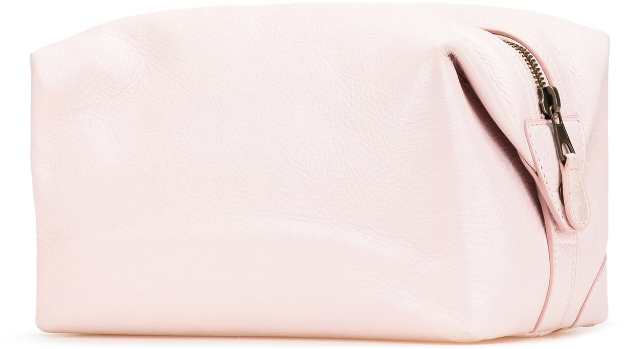 Balenciaga Lambskin Motocross Classic Toiletry Pouch Roze