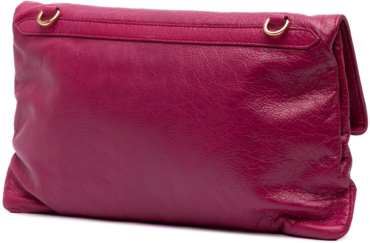 Balenciaga Lambskin Motocross Classic Giant 12 Envelope Crossbody Roze