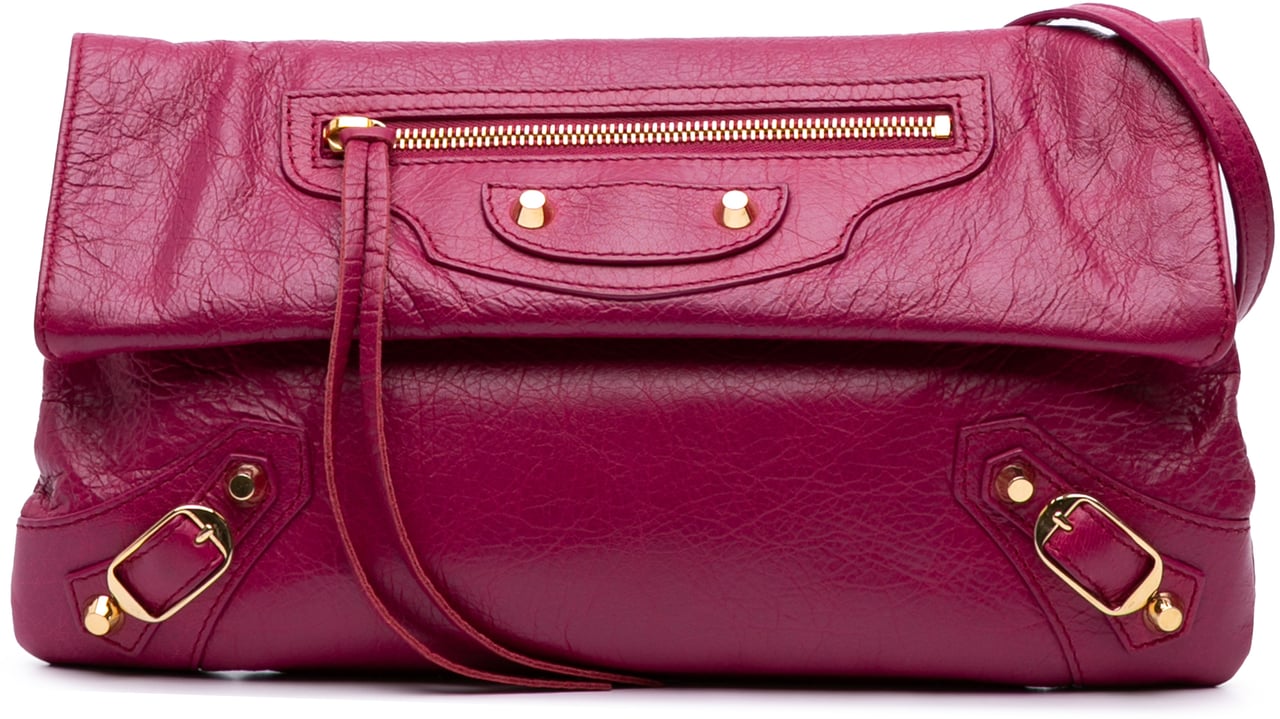 Balenciaga Lambskin Motocross Classic Giant 12 Envelope Crossbody Roze