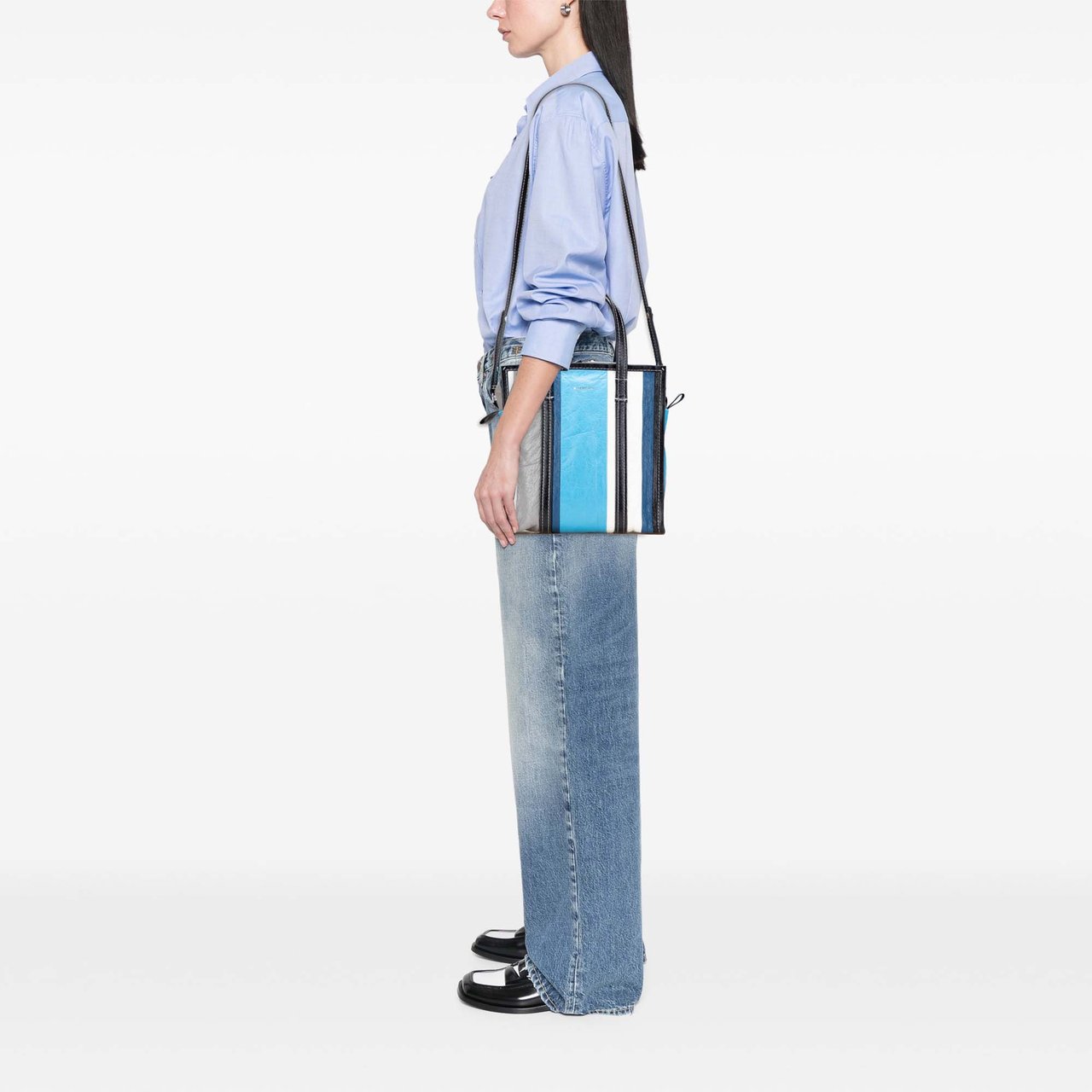 Balenciaga S Lambskin Bazar Shopper Satchel Blauw