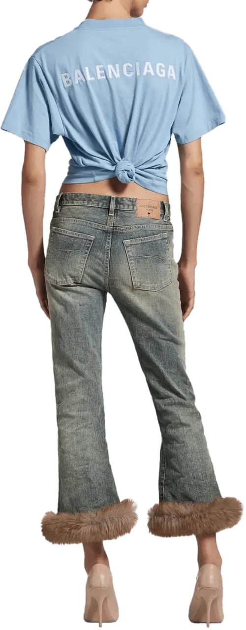 Balenciaga T-shirt met logo op de achterkant, medium pasvorm. Lichtblauw