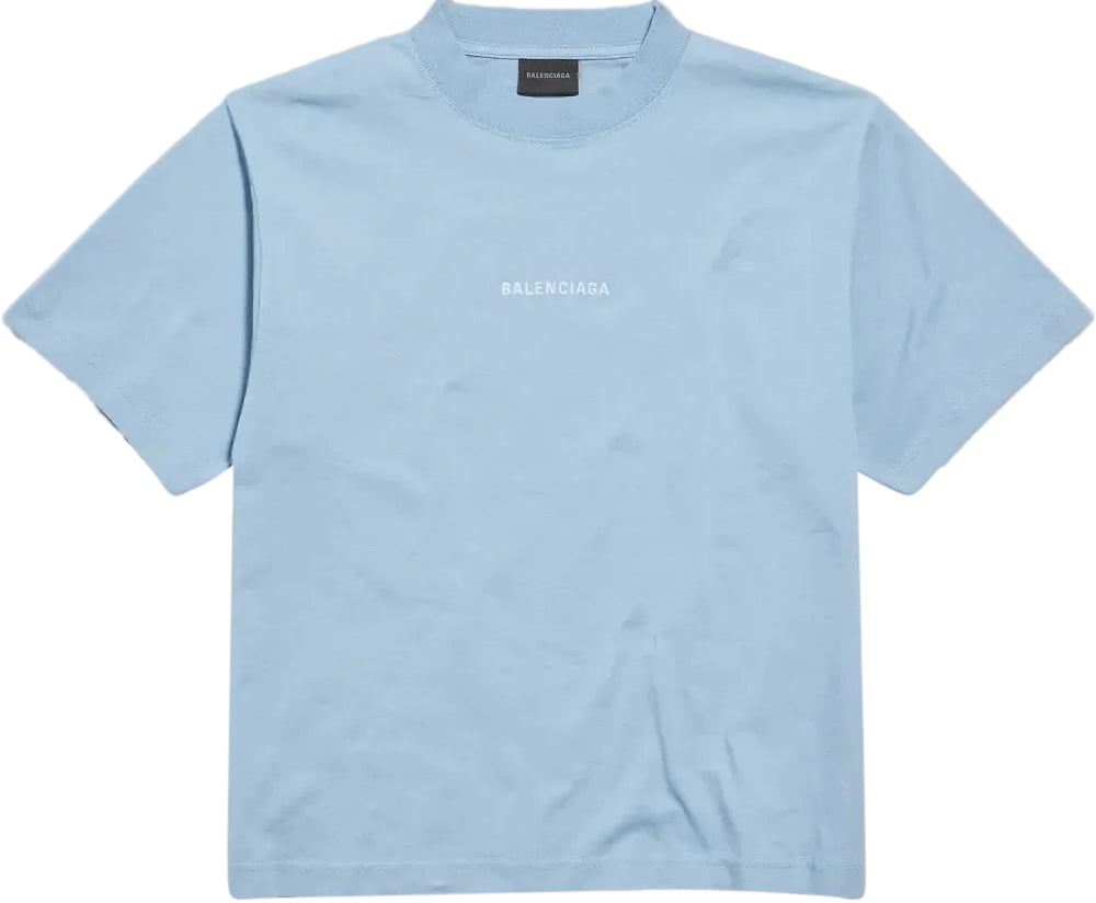 Balenciaga T-shirt met logo op de achterkant, medium pasvorm. Lichtblauw