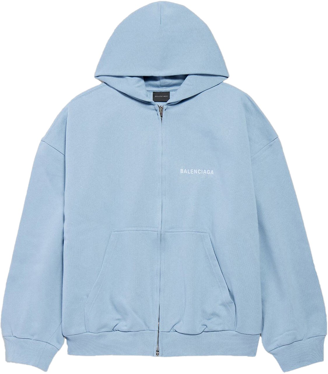 Balenciaga Hoodie met logo op de rug en ritssluiting Lichtblauw