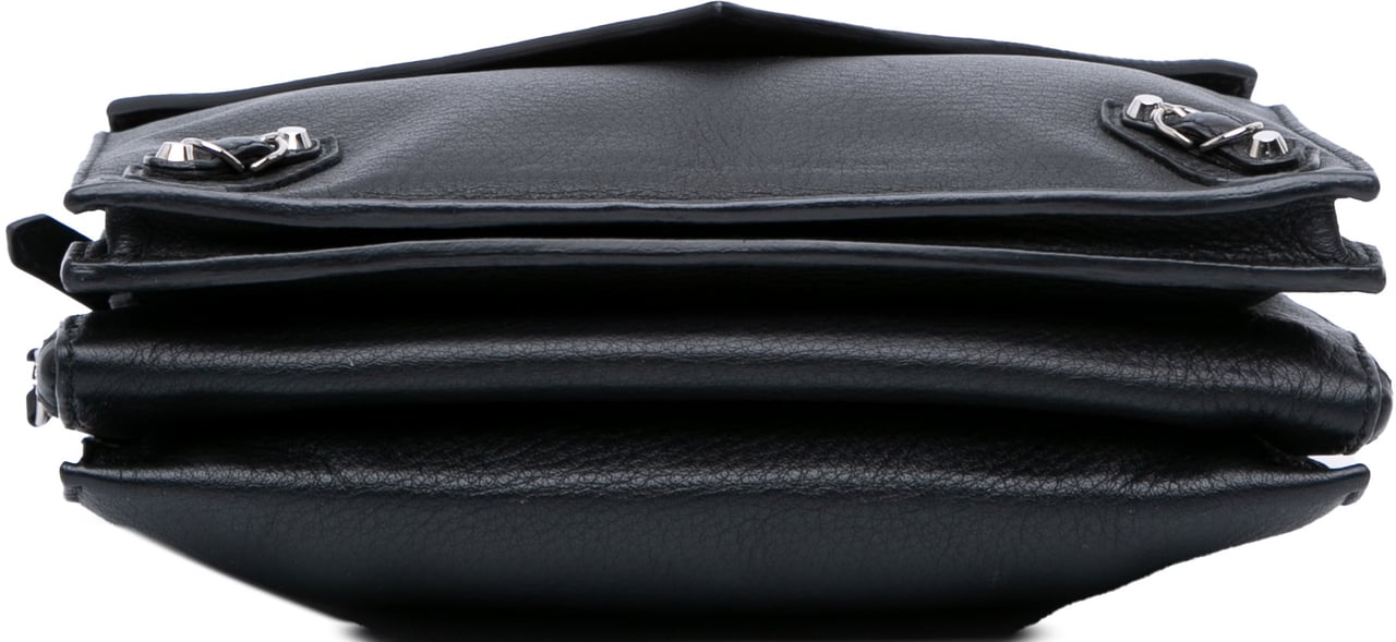 Balenciaga XS Leather Papier Triple Zip Around Crossbody Zwart