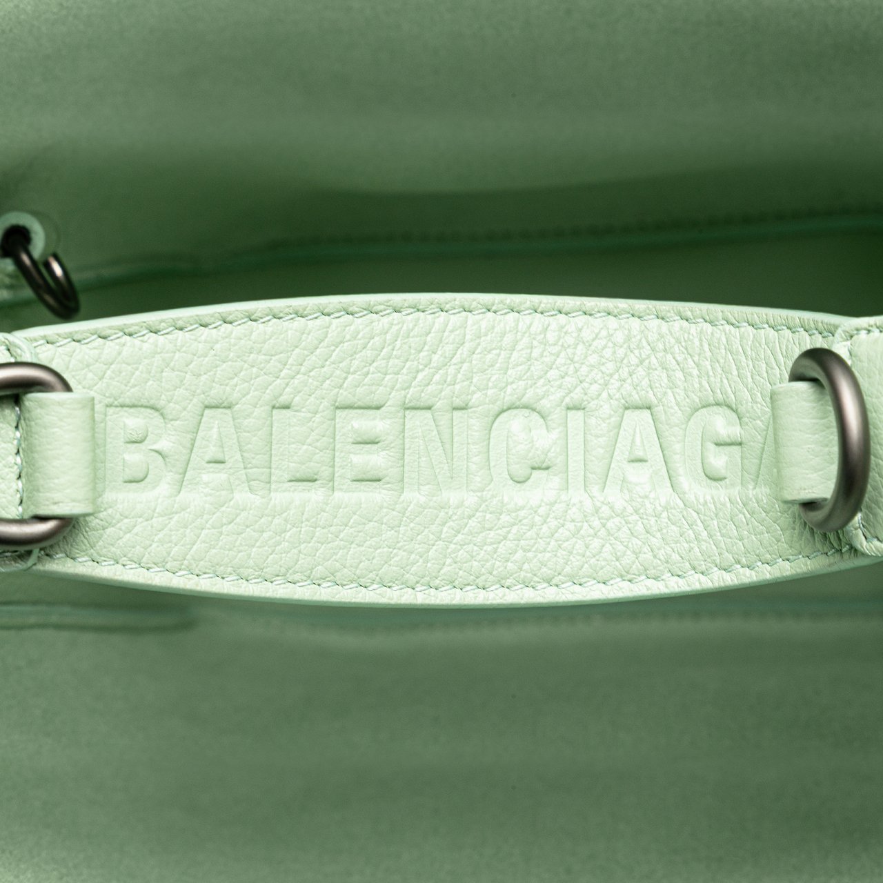 Balenciaga Pebbled Calfskin Tool 2.0 North South XS Tote Groen