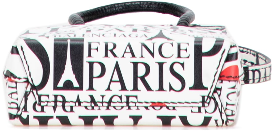Balenciaga Mini Calfskin Bonjour Paris Shopping Phone Holder Wit