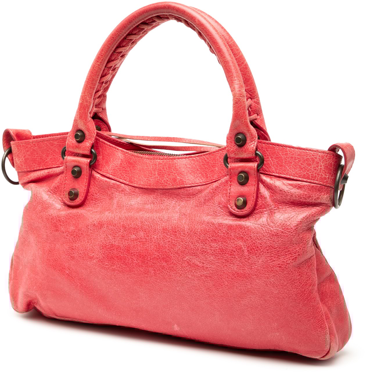 Balenciaga Lambskin Motocross Classic First Satchel Rood