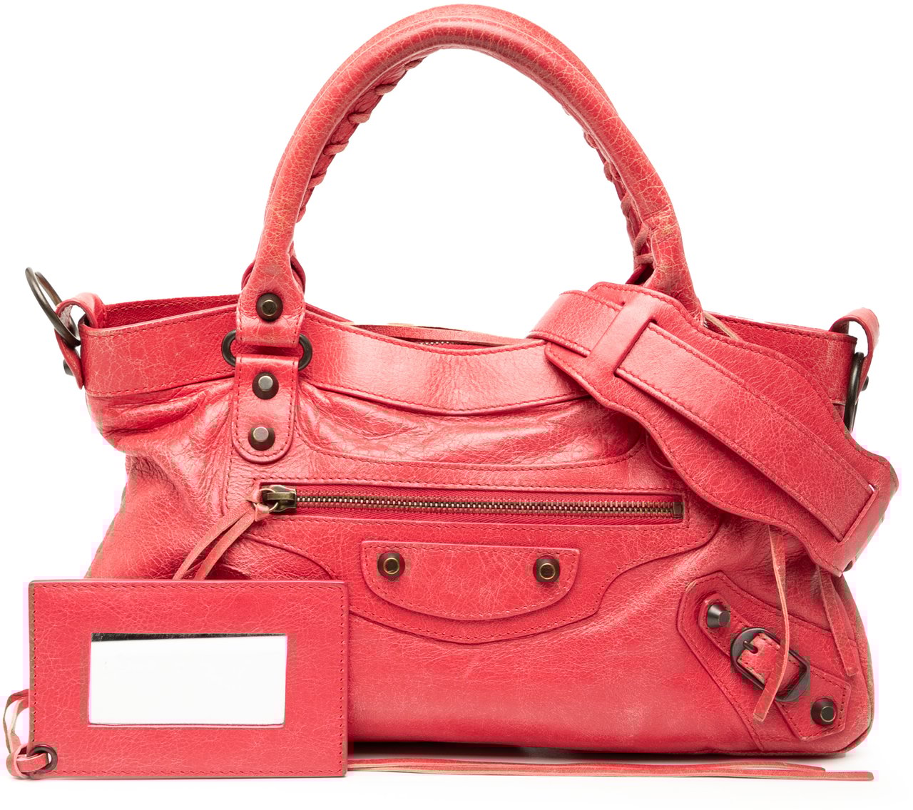 Balenciaga Lambskin Motocross Classic First Satchel Rood