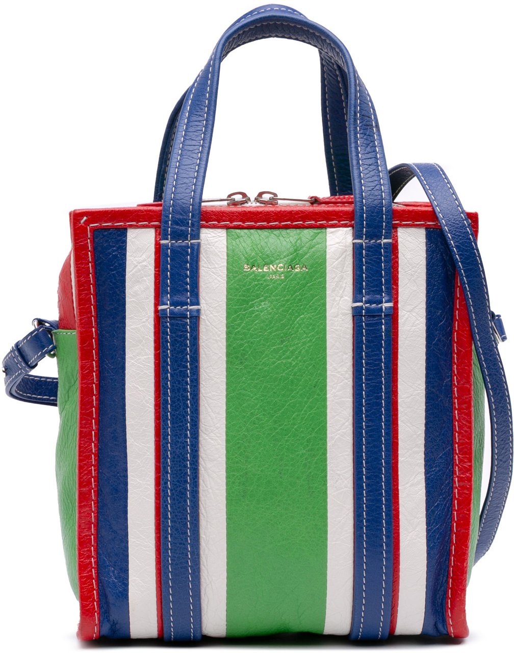 Balenciaga XS Lambskin Bazar Shopper Satchel Groen