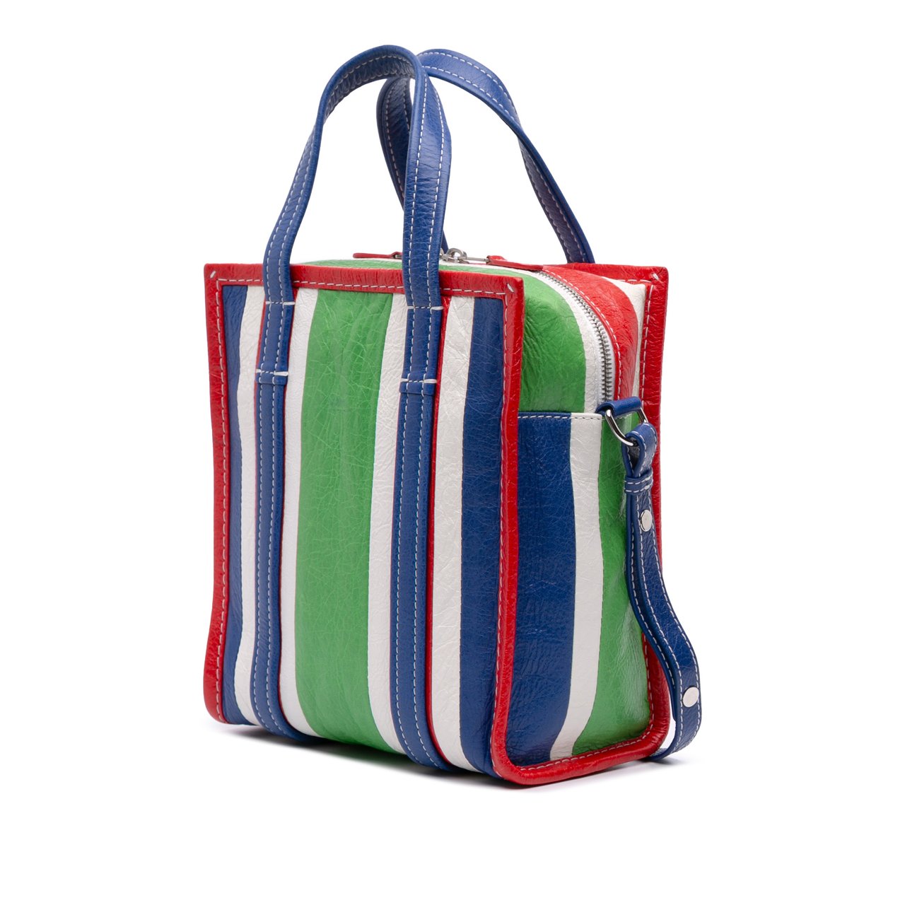 Balenciaga XS Lambskin Bazar Shopper Satchel Groen