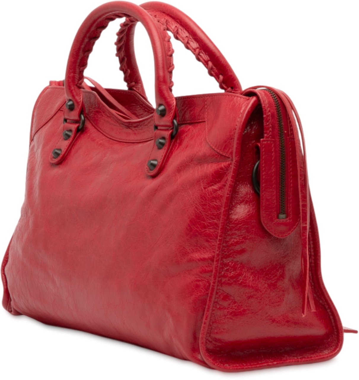 Balenciaga Medium Lambskin Motocross Classic City Satchel Rood