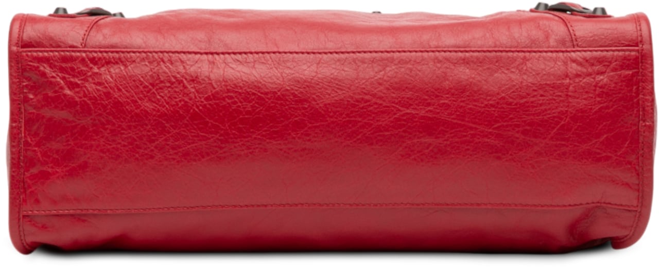 Balenciaga Medium Lambskin Motocross Classic City Satchel Rood