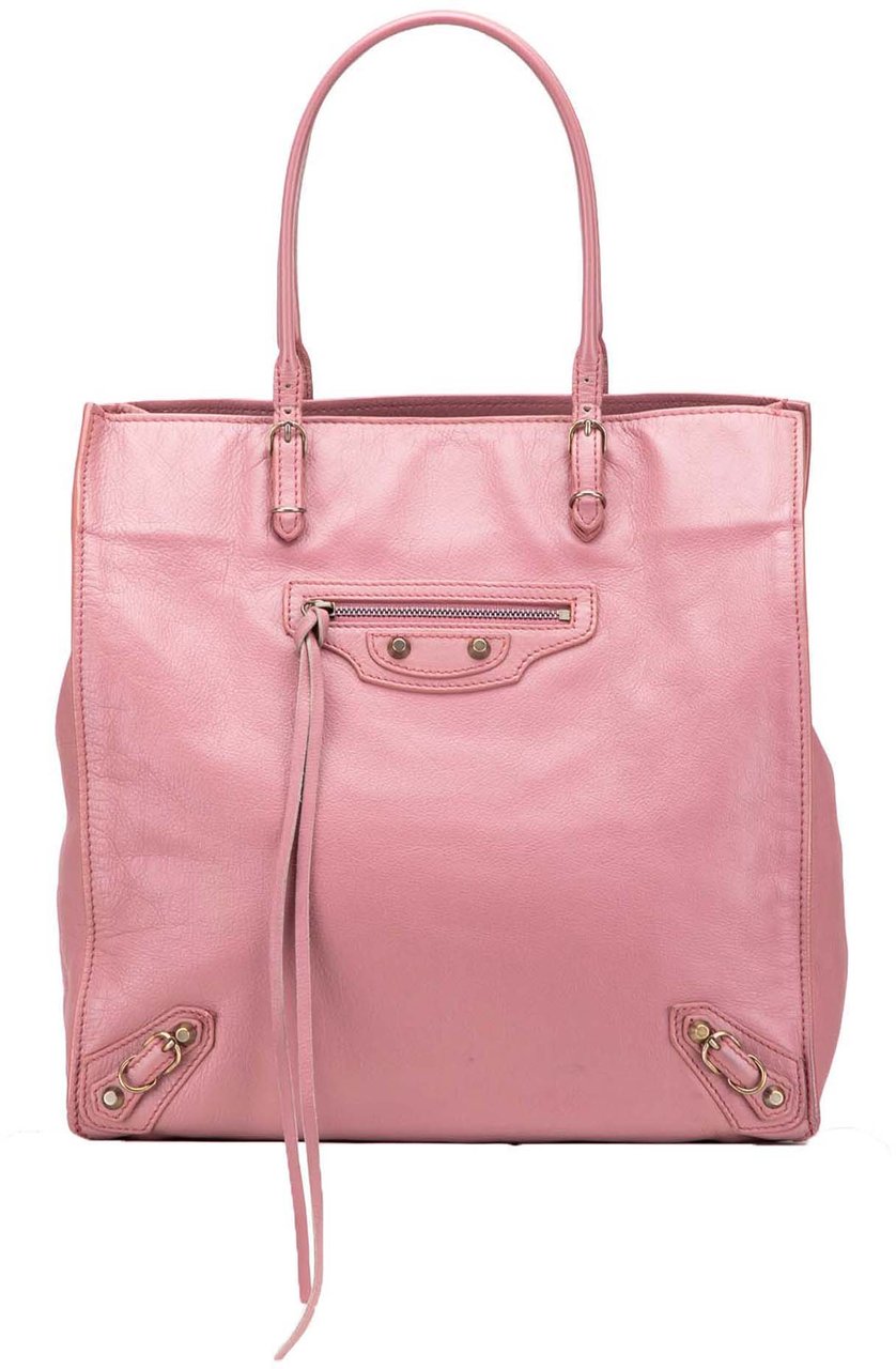 Balenciaga Leather Papier A5 Tote Roze