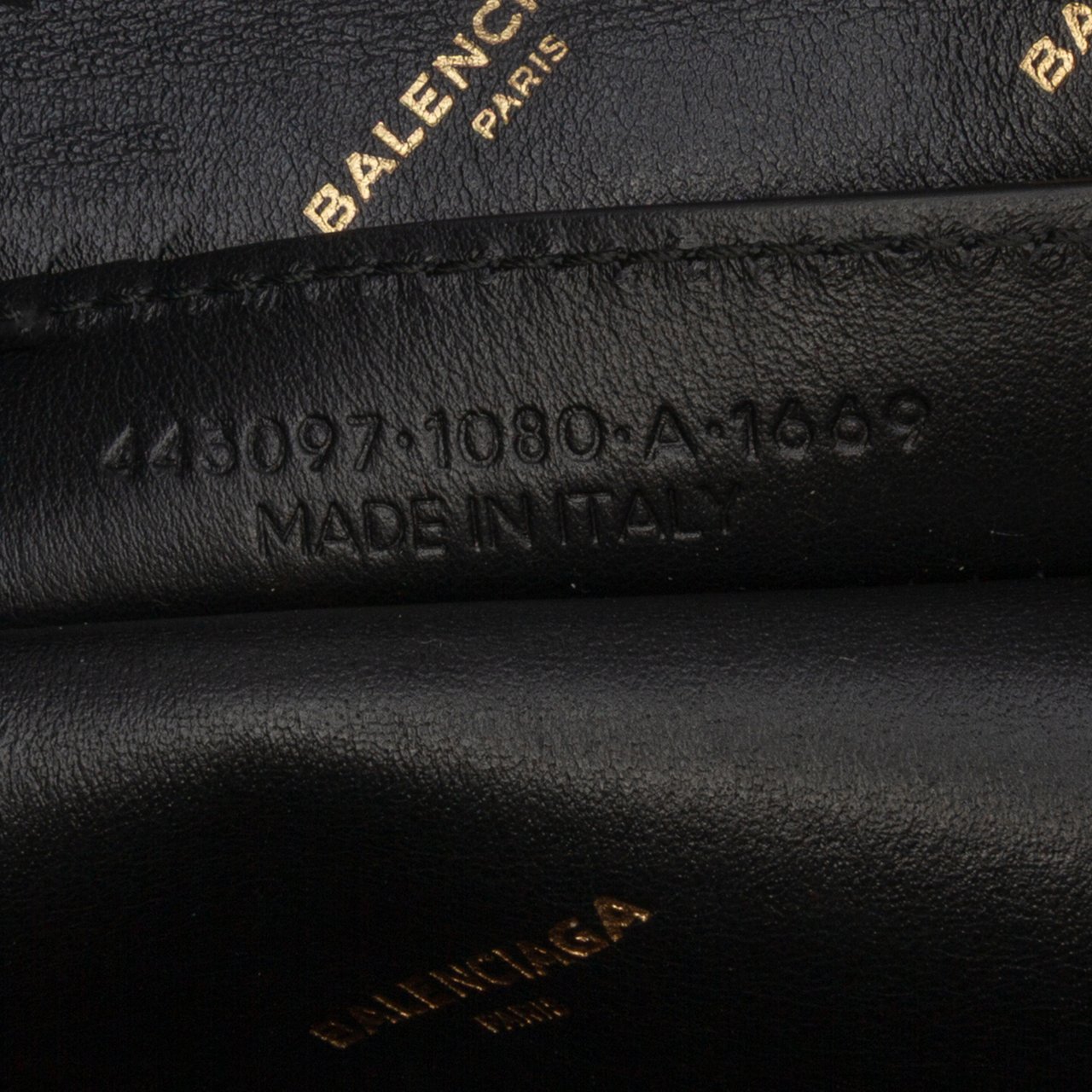 Balenciaga M Lambskin Allover Logo Bazar Shopper Satchel Zwart