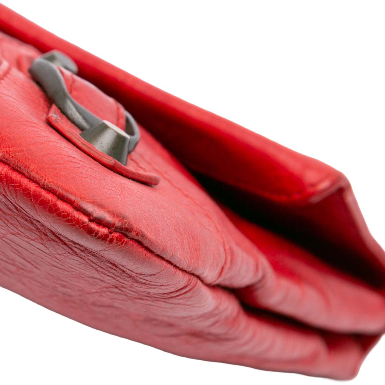 Balenciaga Lambskin Motocross Classic Envelope Clutch Rood