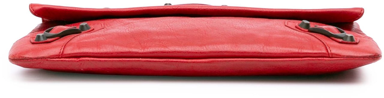 Balenciaga Lambskin Motocross Classic Envelope Clutch Rood