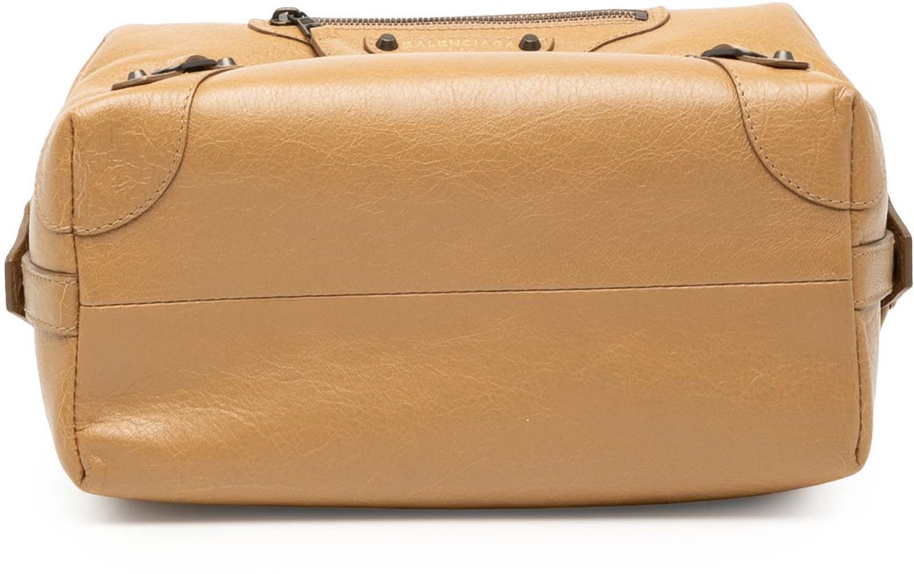 Balenciaga Lambskin Motocross Classic Toiletry Pouch Bruin