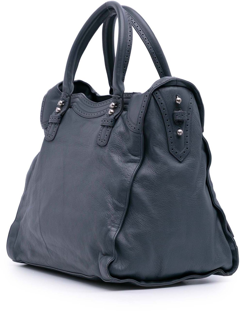 Balenciaga Lambskin Motocross Classic Riva Velo Satchel Blauw