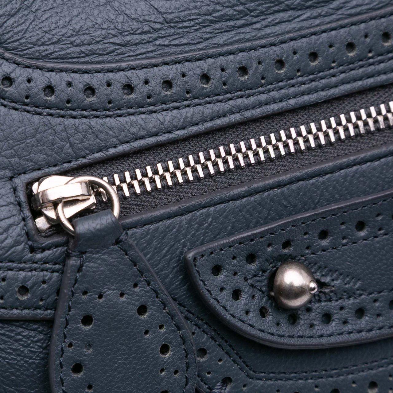 Balenciaga Lambskin Motocross Classic Riva Velo Satchel Blauw