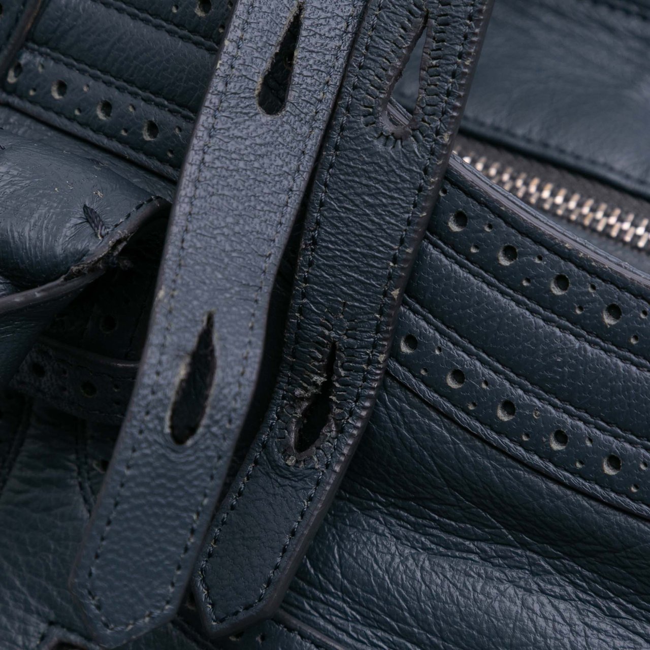 Balenciaga Lambskin Motocross Classic Riva Velo Satchel Blauw