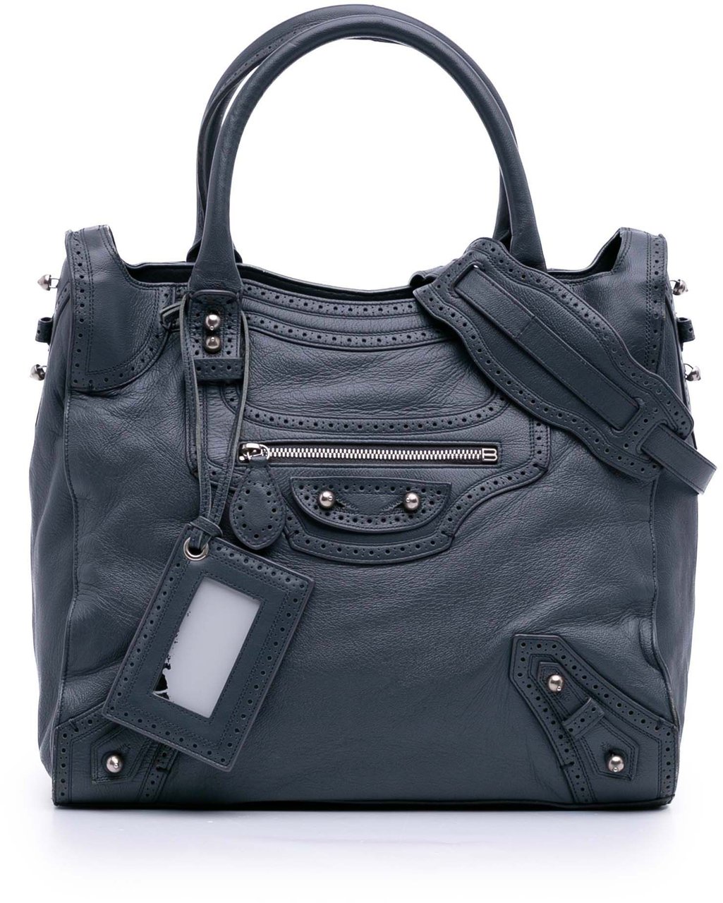 Balenciaga Lambskin Motocross Classic Riva Velo Satchel Blauw