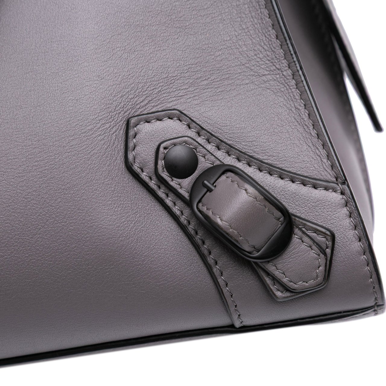 Balenciaga Small Smooth Calfskin Motocross Neo Classic City Satchel Grijs