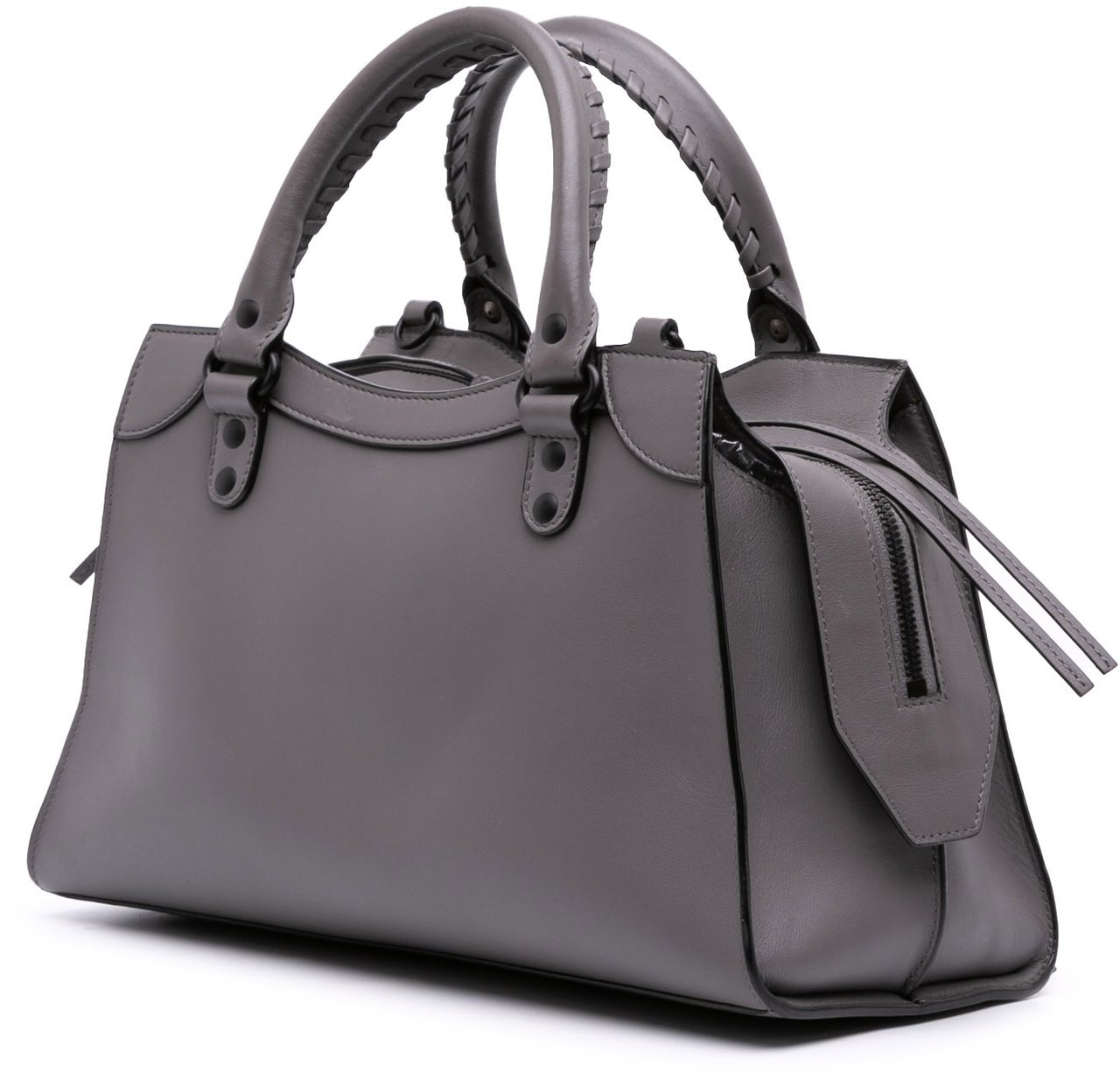Balenciaga Small Smooth Calfskin Motocross Neo Classic City Satchel Grijs