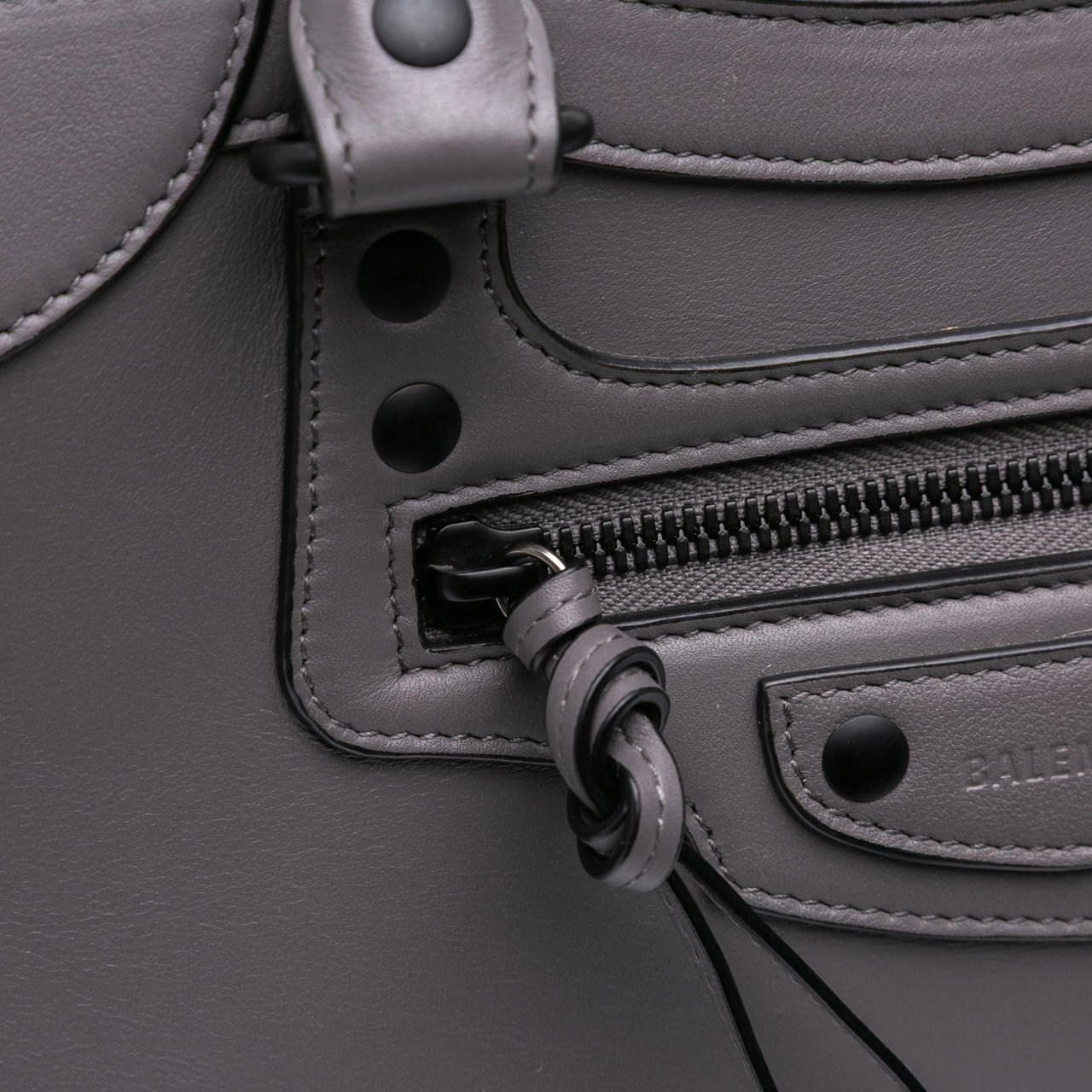 Balenciaga Small Smooth Calfskin Motocross Neo Classic City Satchel Grijs