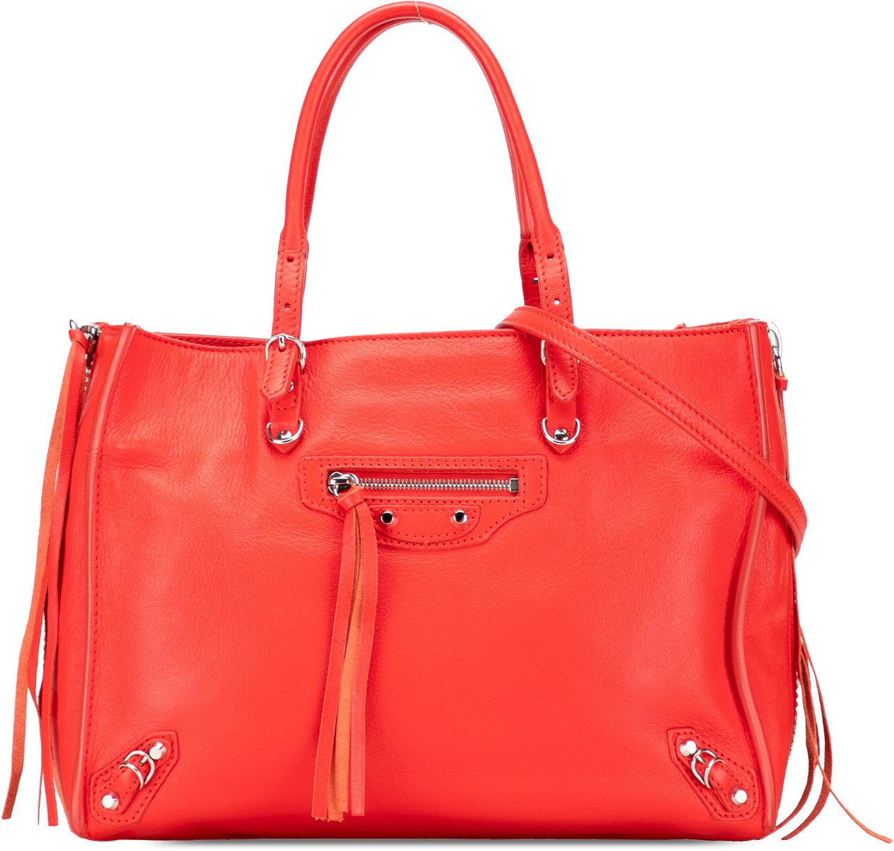 Balenciaga Mini Leather Papier A6 Zip Around Satchel Rood