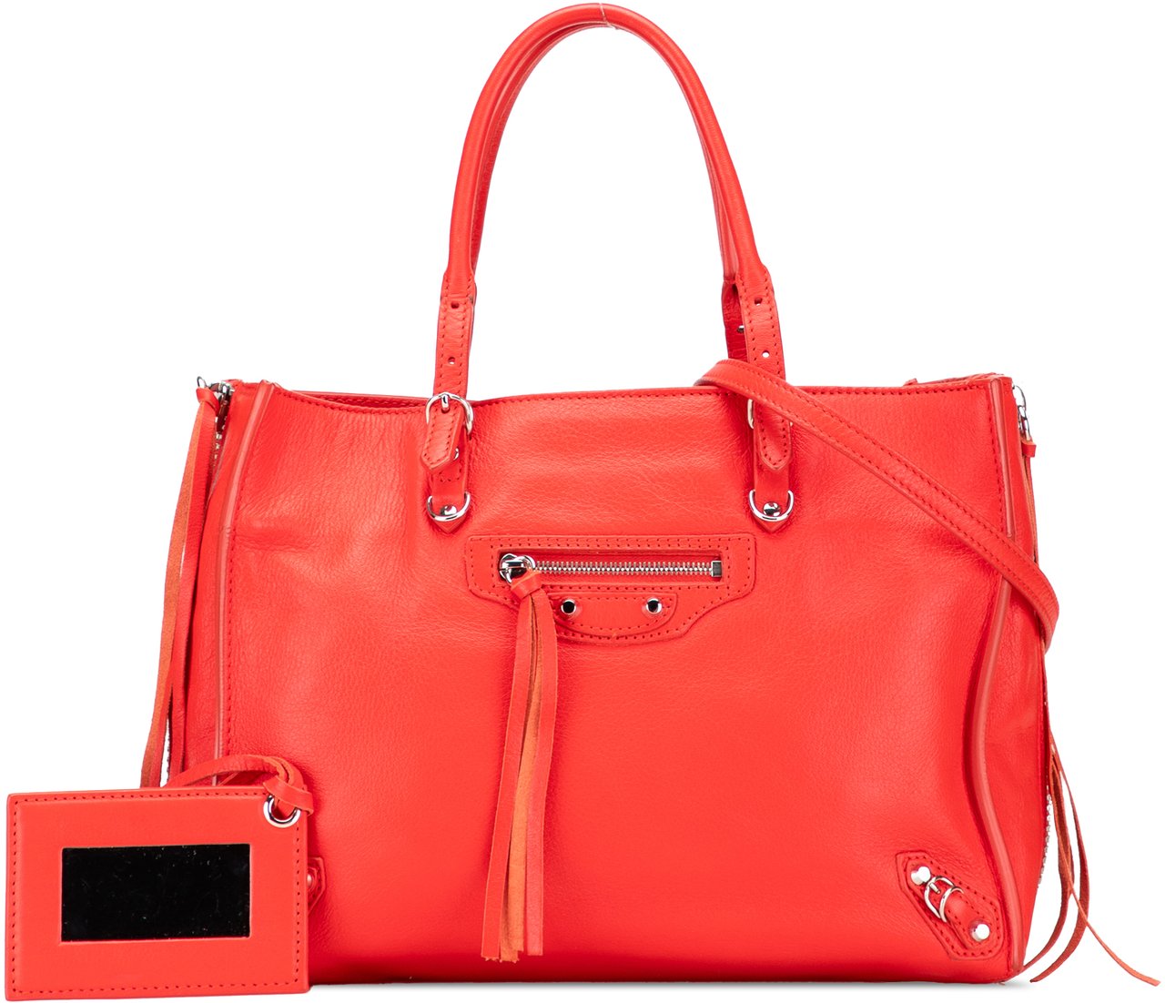 Balenciaga Mini Leather Papier A6 Zip Around Satchel Rood
