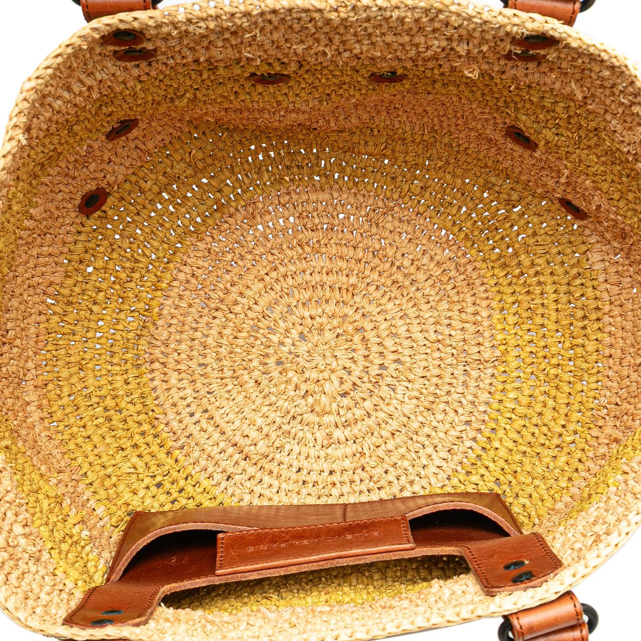 Balenciaga Raffia Motocross Classic Panier Basket Tote Bruin