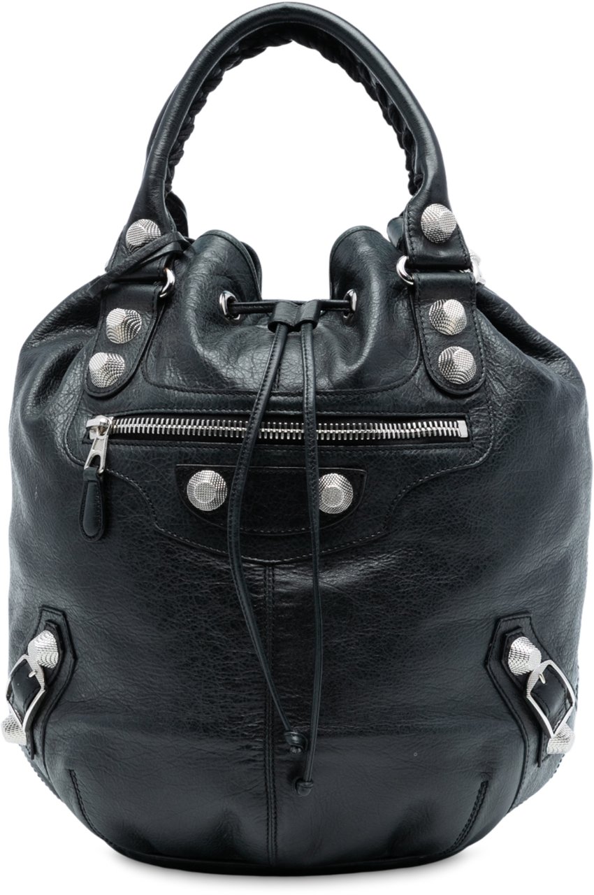 Balenciaga Lambskin Motocross Giant 21 Pompon Bag Zwart