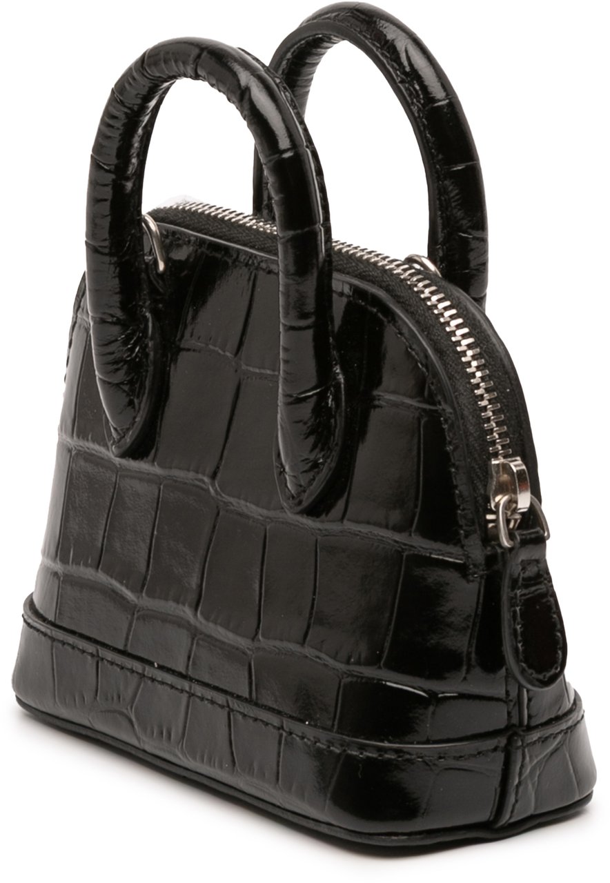 Balenciaga Mini Crocodile Embossed Calfskin Ville Satchel Zwart