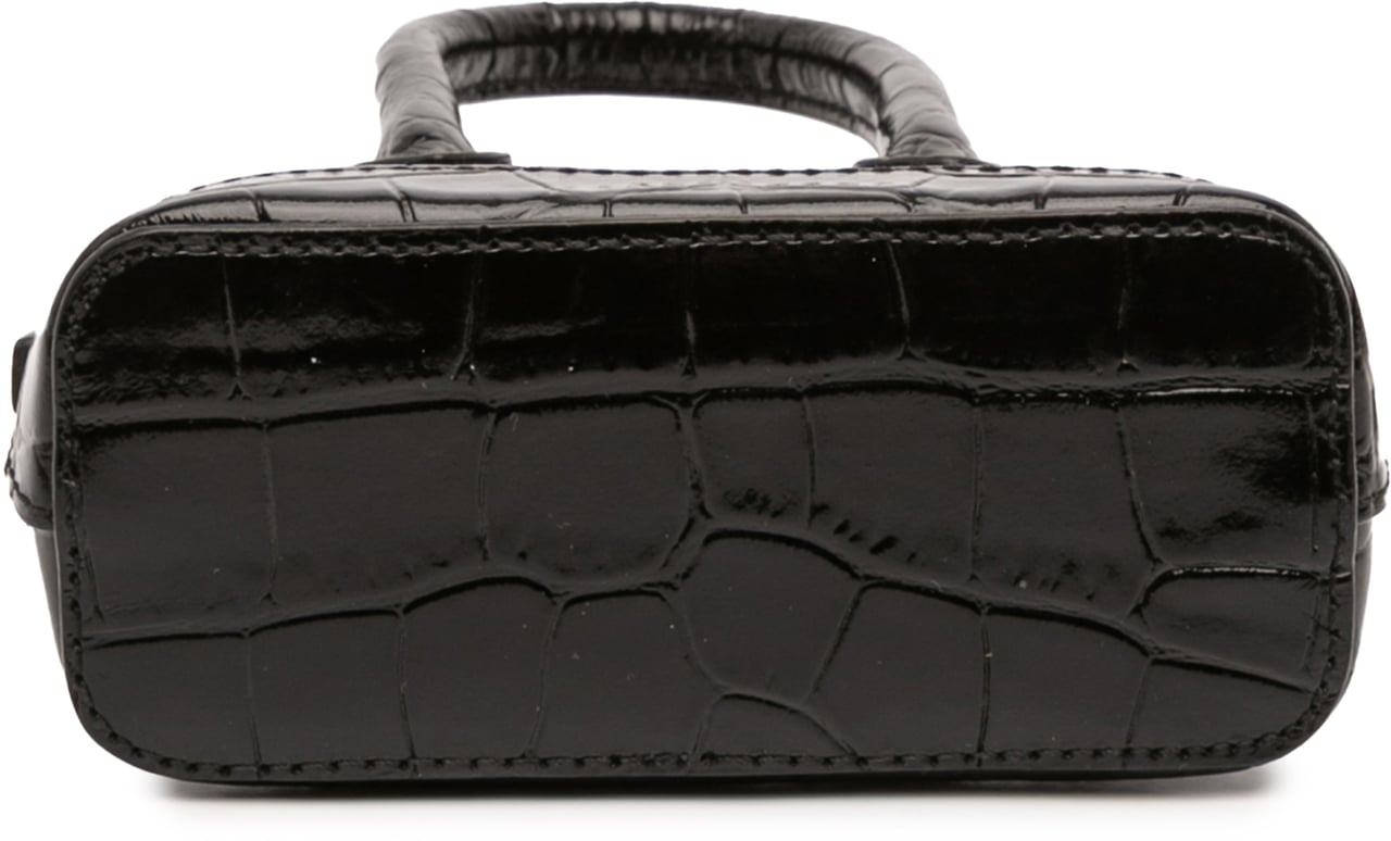 Balenciaga Mini Crocodile Embossed Calfskin Ville Satchel Zwart