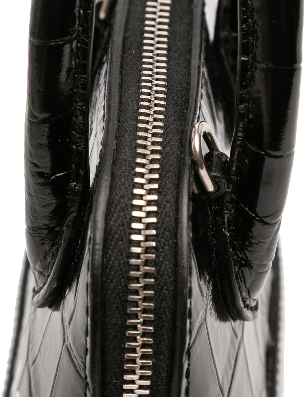 Balenciaga Mini Crocodile Embossed Calfskin Ville Satchel Zwart