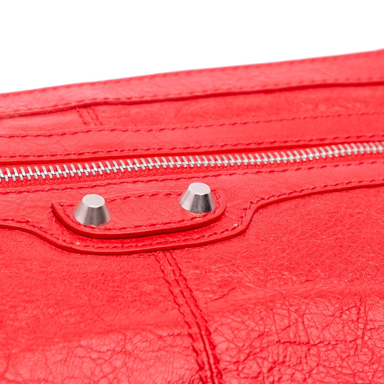 Balenciaga Lambskin Motocross Classic Clip M Clutch Rood