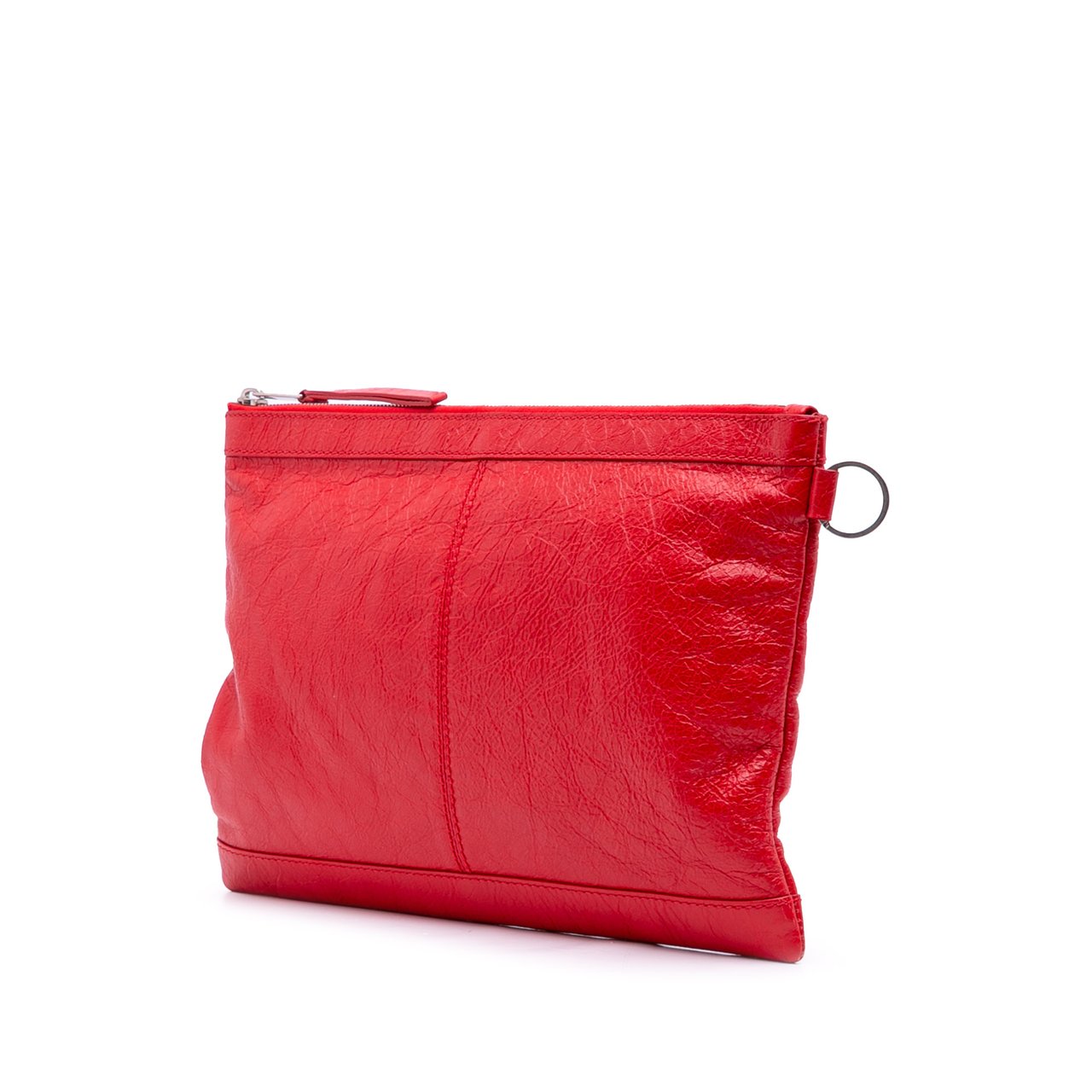 Balenciaga Lambskin Motocross Classic Clip M Clutch Rood