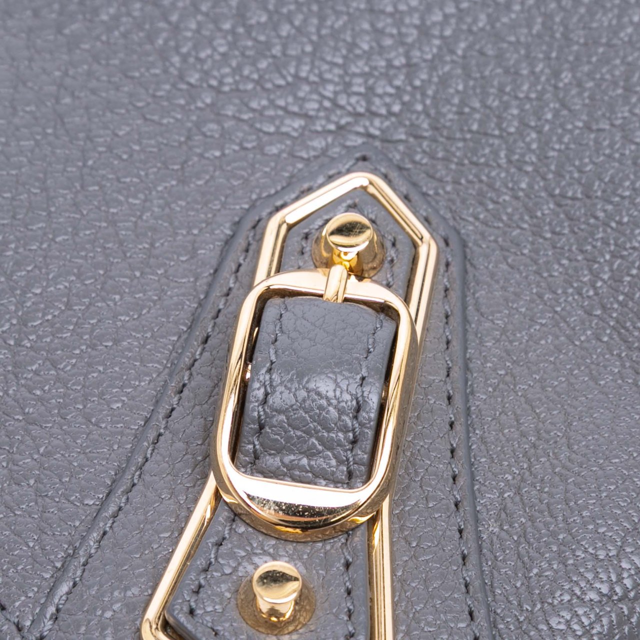 Balenciaga Goatskin Motocross Classic Metallic Edge Clutch Grijs