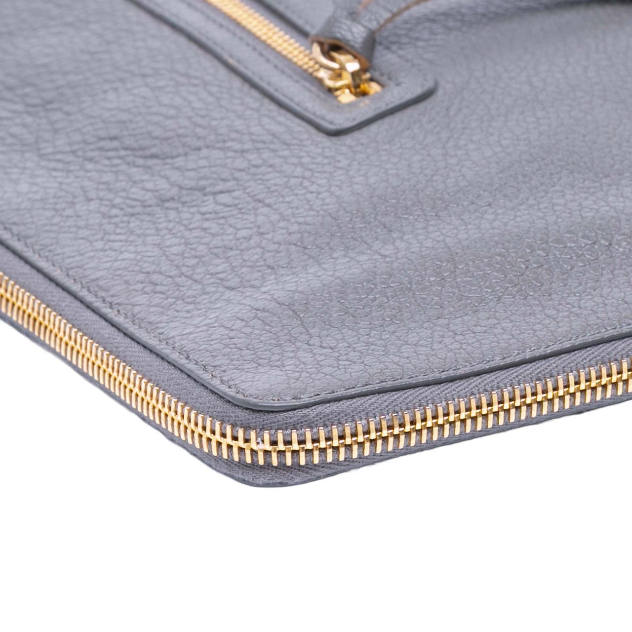 Balenciaga Goatskin Motocross Classic Metallic Edge Clutch Grijs
