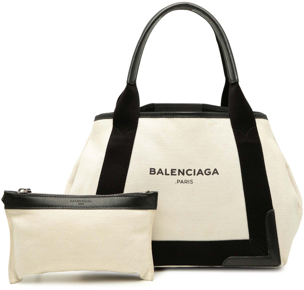 Balenciaga Canvas Navy Cabas Tote S Wit