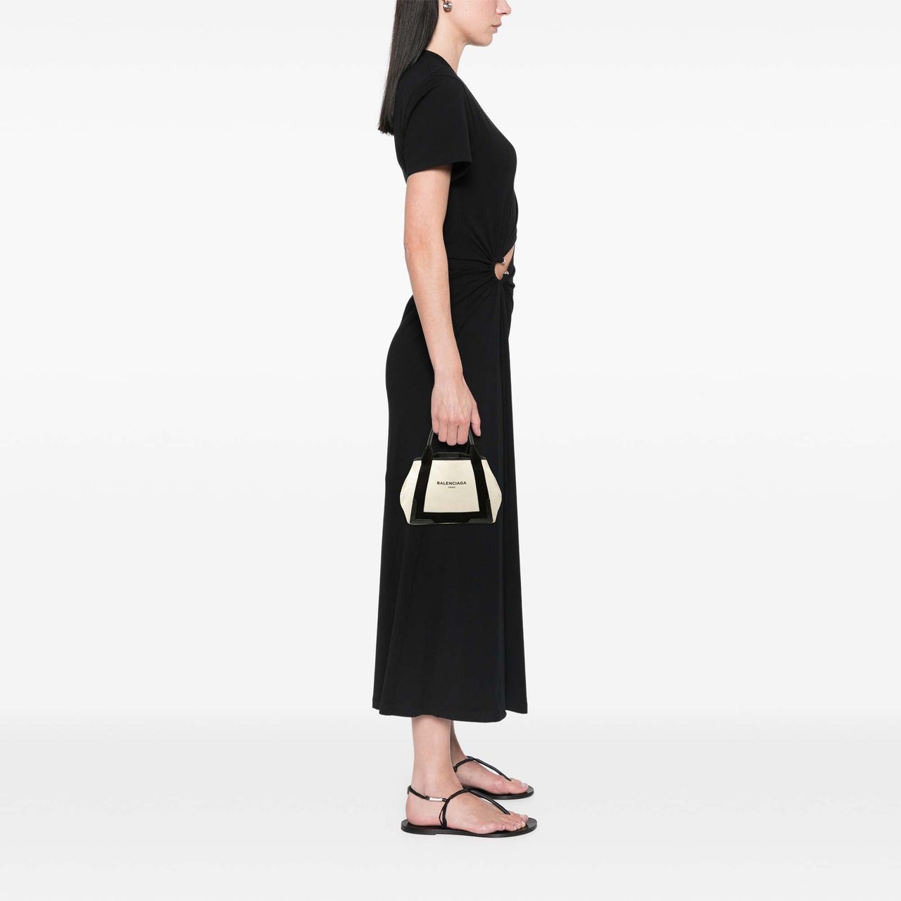 Balenciaga Canvas Navy Cabas Tote S Wit