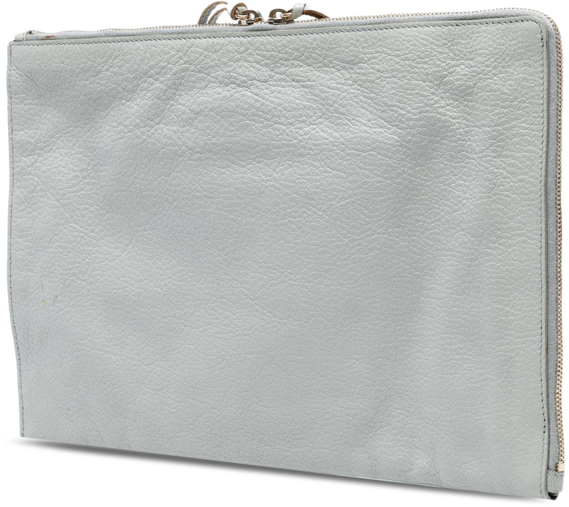 Balenciaga Calfskin Motocross Classic Zip Around Flat Clutch Grijs