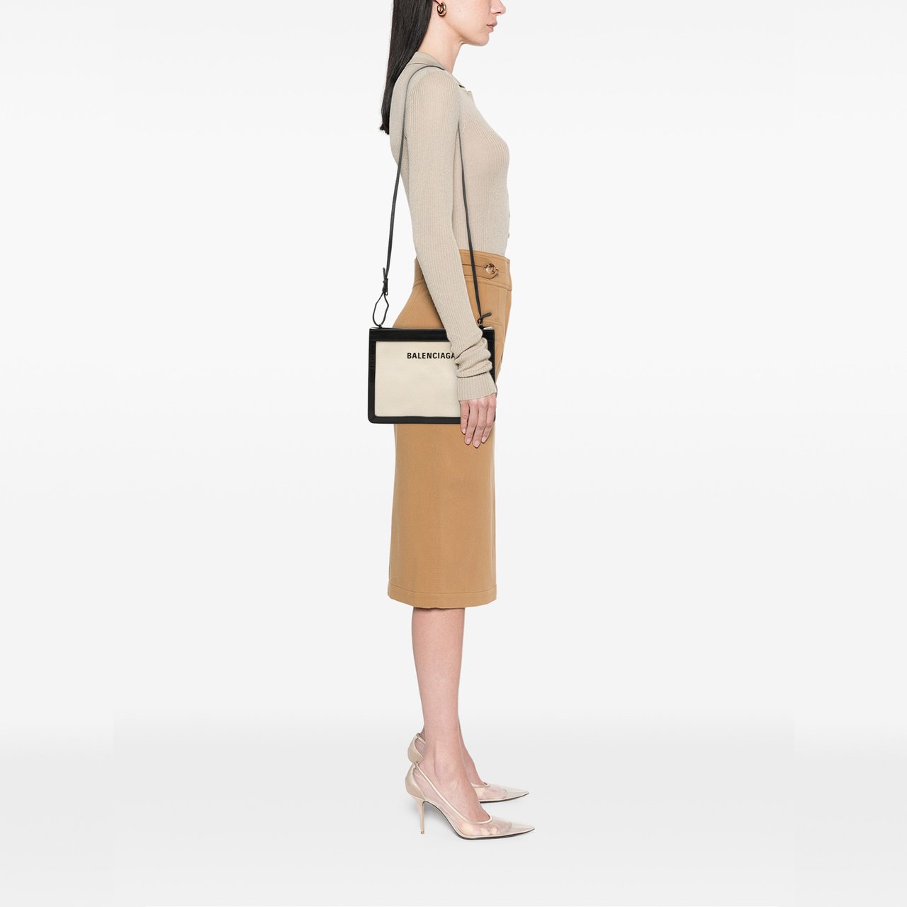 Balenciaga Canvas Navy Pochette Crossbody Bruin