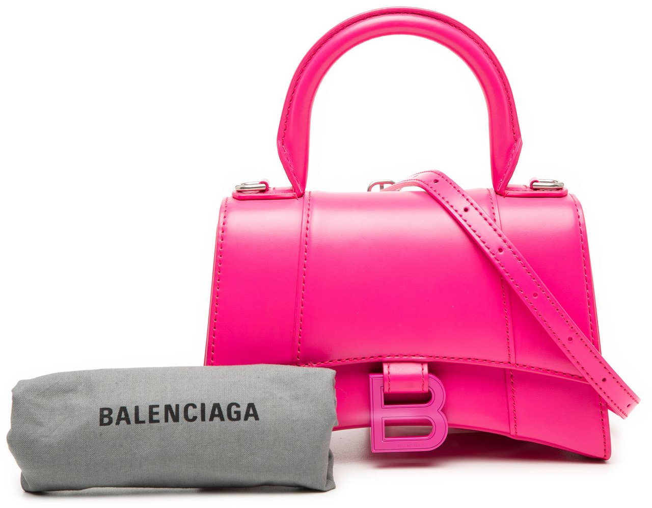 Balenciaga XS Calfskin Hourglass Top Handle Bag Roze