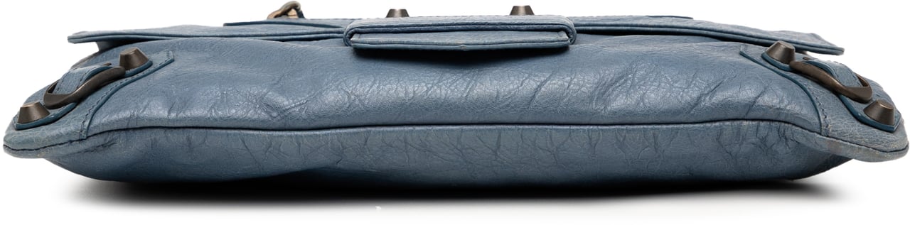 Balenciaga Lambskin Motocross Classic City Clutch Blauw
