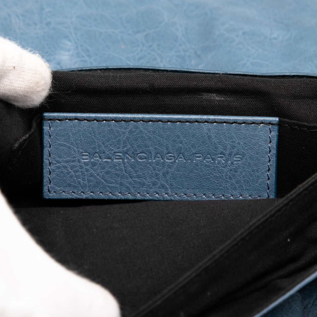 Balenciaga Lambskin Motocross Classic City Clutch Blauw