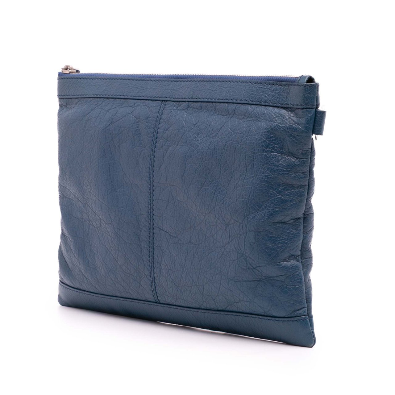 Balenciaga Lambskin Motocross Classic Clip M Clutch Blauw