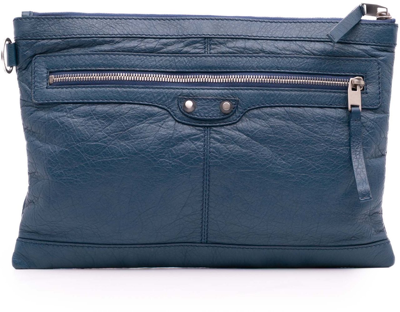Balenciaga Lambskin Motocross Classic Clip M Clutch Blauw