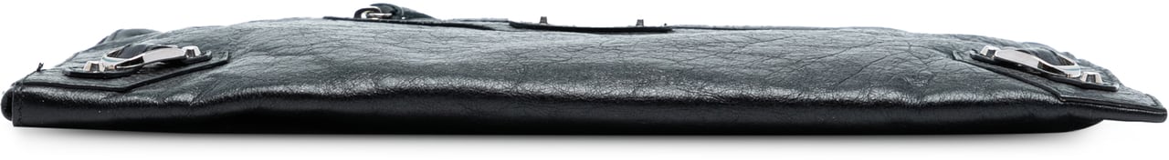 Balenciaga Lambskin Motocross Classic Zip Around Flat Clutch Zwart